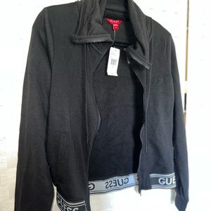 NWT GUESS Black Tube Neck Zip-Up Jacket